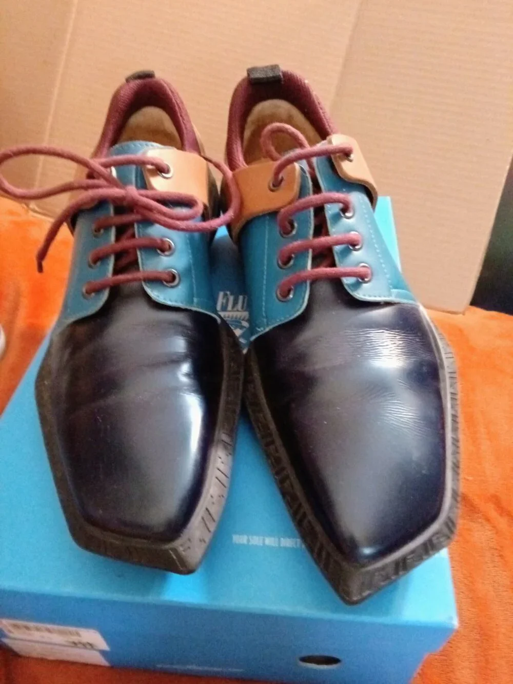 John Fluevog Manifold Witness Mens Size 10 Multi Colorblock